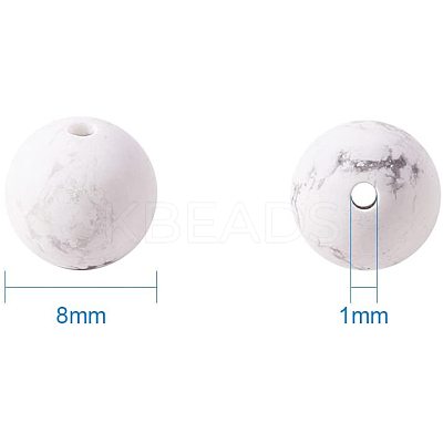 Frosted Natural Howlite Bead Strands G-PH0028-8mm-01-1