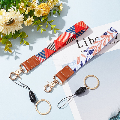 2Pcs 2 Colors Polyester Hand Wrist Lanyard for Phone Decoration Key Chain HJEW-GO0001-03-1