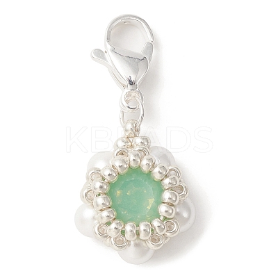 K9 Glass Rhinestone & Shell Pearl Bead Pendant Decoration HJEW-MZ00027-1