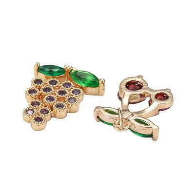 8Pcs 4 Style Real 18K Gold Plated Fruit Theme Brass Micro Pave Cubic Zirconia Pendants ZIRC-ZZ0001-06G-1