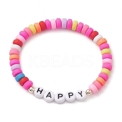 5Pcs 5 Styles Handmade Polymer Clay Beaded Stretch Bracelets BJEW-JB10470-1