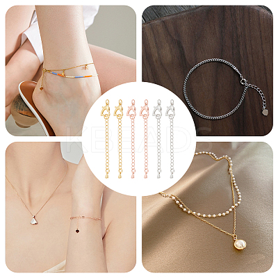 6Pcs 3 Colors Brass Chain Extender KK-NB0003-14-1
