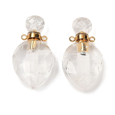 Natural Quartz Crystal Faceted Teardrop Bottle Pendants G-A225-02G-03-1