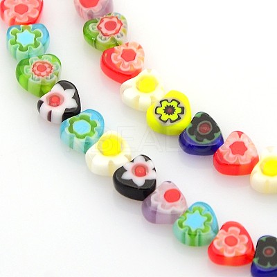 Handmade Millefiori Glass Bead Strands LAMP-J036-6x6mm-M-1