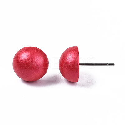 Pearlized Half Round Schima Wood Earrings for Girl Women EJEW-N048-001-11-1