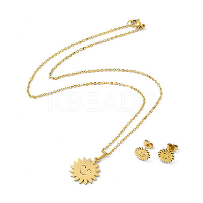 304 Stainless Steel Jewelry Set for Women SJEW-F219-05G-1