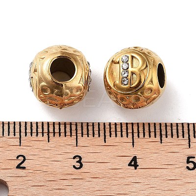 Ion Plating(IP) 304 Stainless Steel Rhinestone European Beads STAS-A092-10B-G-1