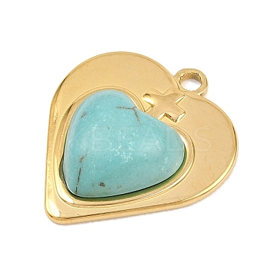 Bohemian Style 304 Stainless Steel with Synthetic Turquoise Pendants STAS-G381-02G-03-1