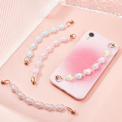 6Set 6 Colors Plastic Frosted Heart Beaded Chain MOBA-PH0001-09-1