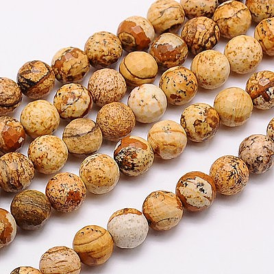 Natural Picture Jasper Beads Strands G-G542-10mm-08-1