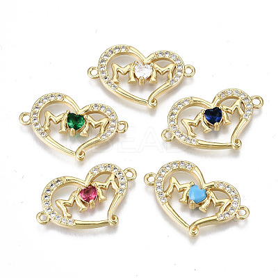 Real 16K Gold Plated Brass Micro Pave Cubic Zirconia Links Connectors KK-S061-91-G-NR-1