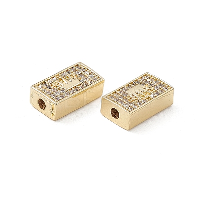 Brass Micro Pave Clear Cubic Zirconia Beads KK-E068-VB462-1