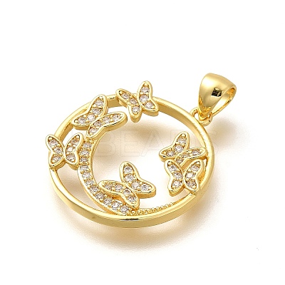 Rack Plating Brass Micro Pave Cubic Zirconia Pendants KK-L226-050G-04-1