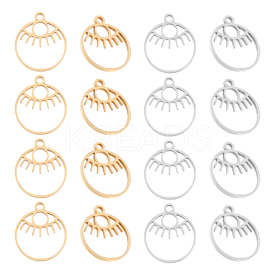 16Pcs 2 Colors 201 Stainless Steel Laser Cut Pendants STAS-DC0003-10-1