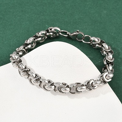 8MM 201 Stainless Steel Byzantine Chain Bracelets for Women BJEW-B143-06-1