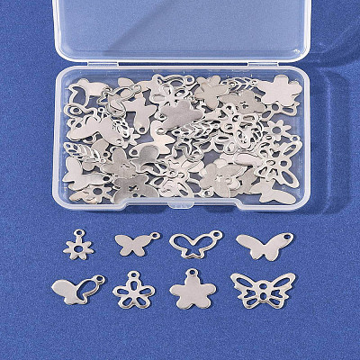 60Pcs 10 Styles 201 & 304 Stainless Steel Charms STAS-FS0001-88-1