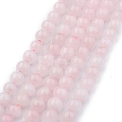 Natural Rose Quartz Round Beads Strands G-P072-05-4mm-1