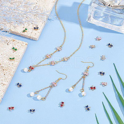 30Pcs 6 Colors Brass Cubic Zirconia Charms KK-PH0005-66-1