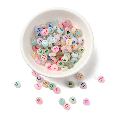 160Pcs 2 Style Luminous Acrylic Beads MACR-YW0001-15-1