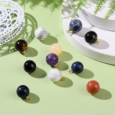 16Pcs 8 Style Natural Gemstone Charms G-NB0002-30-1