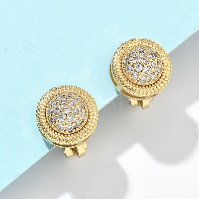 Brass Micro Pave Clear Cubic Zirconia Clip-on Earrings EJEW-A132-02B-G-1