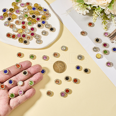 90Pcs 9 Colors Flower Sew on Rhinestones RB-GF0001-08-1