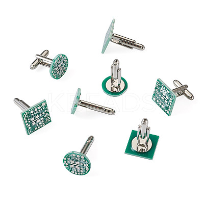 4 Pairs 2 Style Brass Cufflinks AJEW-CF0001-22-1