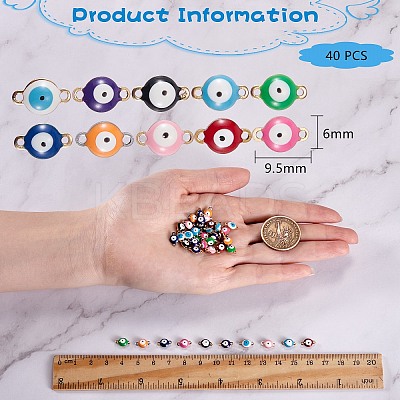 40Pcs 10 Colors PVD Vacuum Plating 304 Stainless Steel Enamel Links/Connectors STAS-SZ0001-50-1