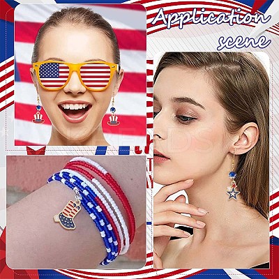 54Pcs 9 Style American Flag Style Alloy Enamel Pendants ENAM-SC0003-52-1