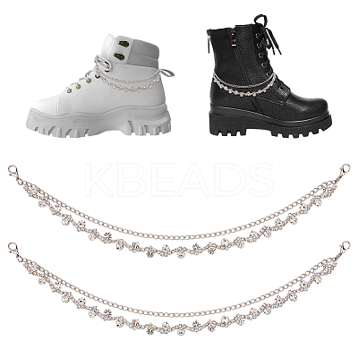 2Pcs Iron Rhinestone Chains with Twisted Chains Boot Strap Chains HJEW-FH00284-1