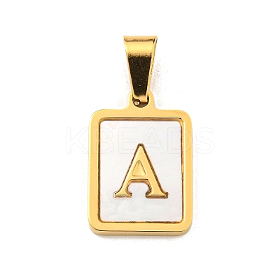PVD Vacuum Plating 304 Stainless Steel Pave Natural White Shell Pendants STAS-S130-03G-A-1