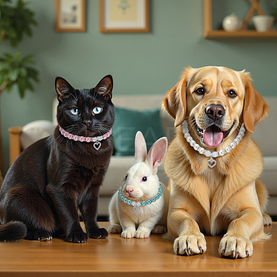 3Pcs 3 Colors Resin Imitation Pearl Beaded Pet Collar Necklaces NJEW-FG0001-20-1