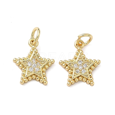 Brass Micro Pave Clear Cubic Zirconia Charms KK-F930-01G-1