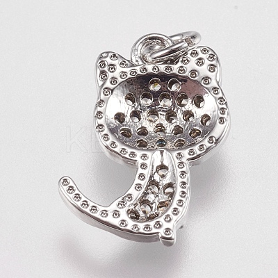 Brass Micro Pave Cubic Zirconia Kitten Charms ZIRC-E147-42P-1