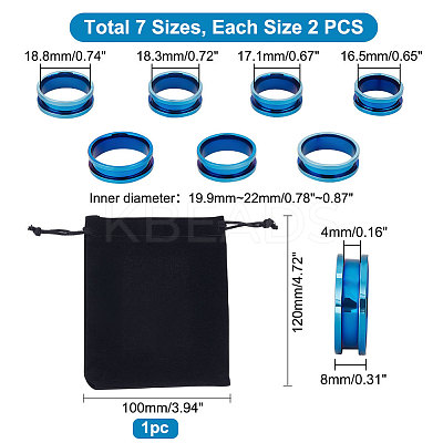 14Pcs 7 Size Stainless Steel Grooved Finger Rings Set RJEW-UN0002-71BL-1