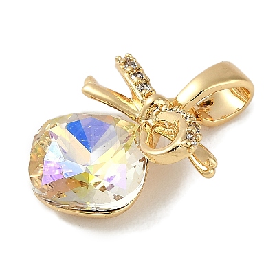 Brass Micro Pave Cubic Zirconia Charms KK-P283-23G-1
