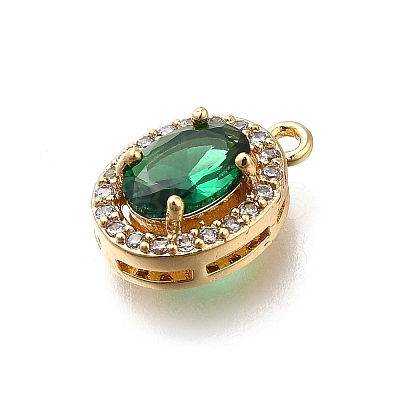 Brass Micro Pave Cubic Zirconia Pendants KK-D312-09G-05-1