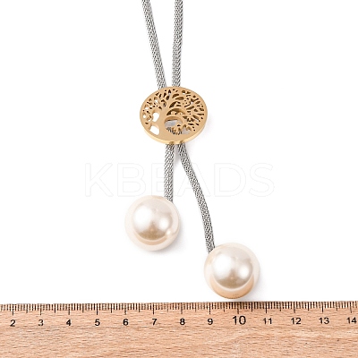 304 Stainless Steel Tree of Life Lariat Necklaces for Women NJEW-B149-04GP-01-1