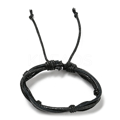 5Pcs 5 Style Adjustable Braided Imitation Leather Cord Bracelet Set with Waxed Cord for Men BJEW-F458-14-1