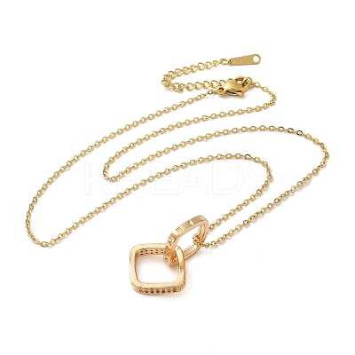 Brass Micro Pave Clear Cubic Zirconia Pendant Necklaces for Women NJEW-E106-08KCG-02-1