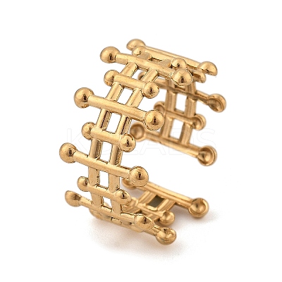 304 Stainless Steel Open Cuff Ring for Women LS-RJEW-M049-01G-05-1