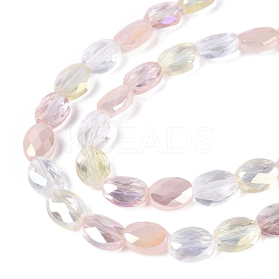 Electroplate Imitation Jade & Opaque & Transparent Glass Beads Strands EGLA-Q135-6x8MM-01D-1