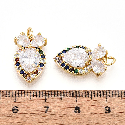 Brass Micro Pave Cubic Zirconia Pendants KK-N265-25G-1