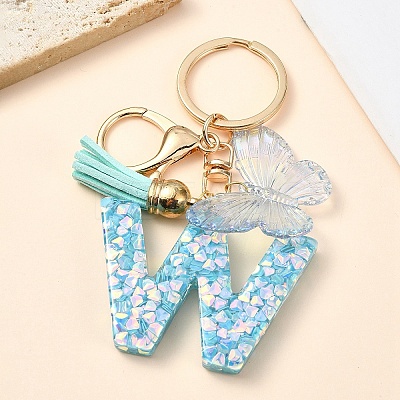 Resin & Acrylic & Faux Suede Tassel Keychain KEYC-YW00117-23-1
