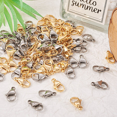 100Pcs 2 Colors 304 Stainless Steel Lobster Claw Clasps Sets STAS-YS0001-26A-1