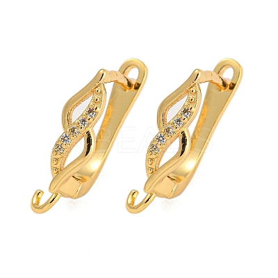 Rack Plating Brass Micro Pave Clear Cubic Zirconia Hoop Earrings Findings KK-F876-21G-1