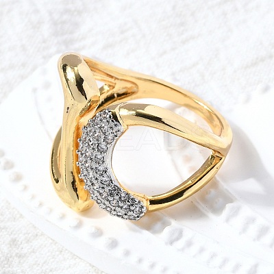 Brass Micro Pave Cubic Zirconia Cuff Rings RJEW-D313-07PG-1