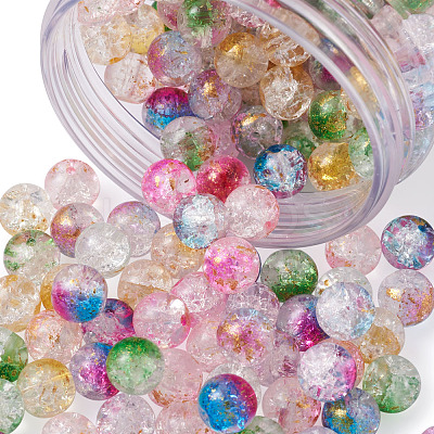 Transparent Spray Painted Crackle Glass Beads Strands GLAA-TA0003-09-1