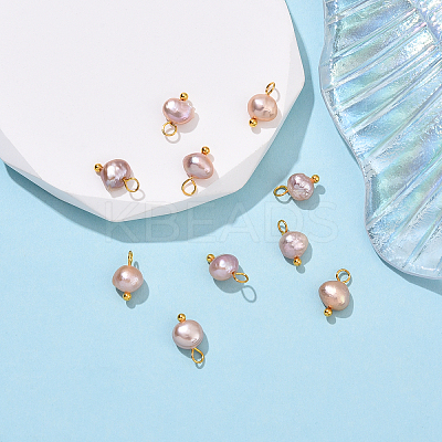 10Pcs Natural Freshwater Pearl Two Sides Polished Charms PALLOY-YW00091-03-1