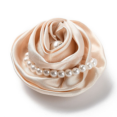 Flower Cloth with Plastic Pearl Brooch Pin JEWB-K013-01P-05-1
